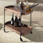 Desserte minibar en noyer et acier noir