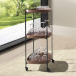 Desserte minibar en noyer et acier noir