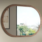 Wandspiegel ovale Halbspitze Walnuss