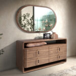 Wandspiegel ovale Halbspitze Walnuss