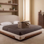 Cesto portaoggetti decorativo rettangolare in pelle rigenerata color visone scuro con coperchio