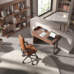 Desk in walnut and black epoxy steel