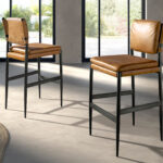 Brown leather stool