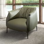 Olive green leather armchair