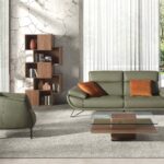 Olive green leather armchair
