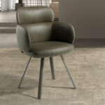 Вращающийся стул из экокожи оливково-зелёного цвета