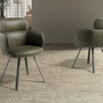 Вращающийся стул из экокожи оливково-зелёного цвета