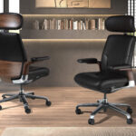 Black leatherette Swivel Office Chair