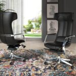 Sedia girevole da ufficio in similpelle nera