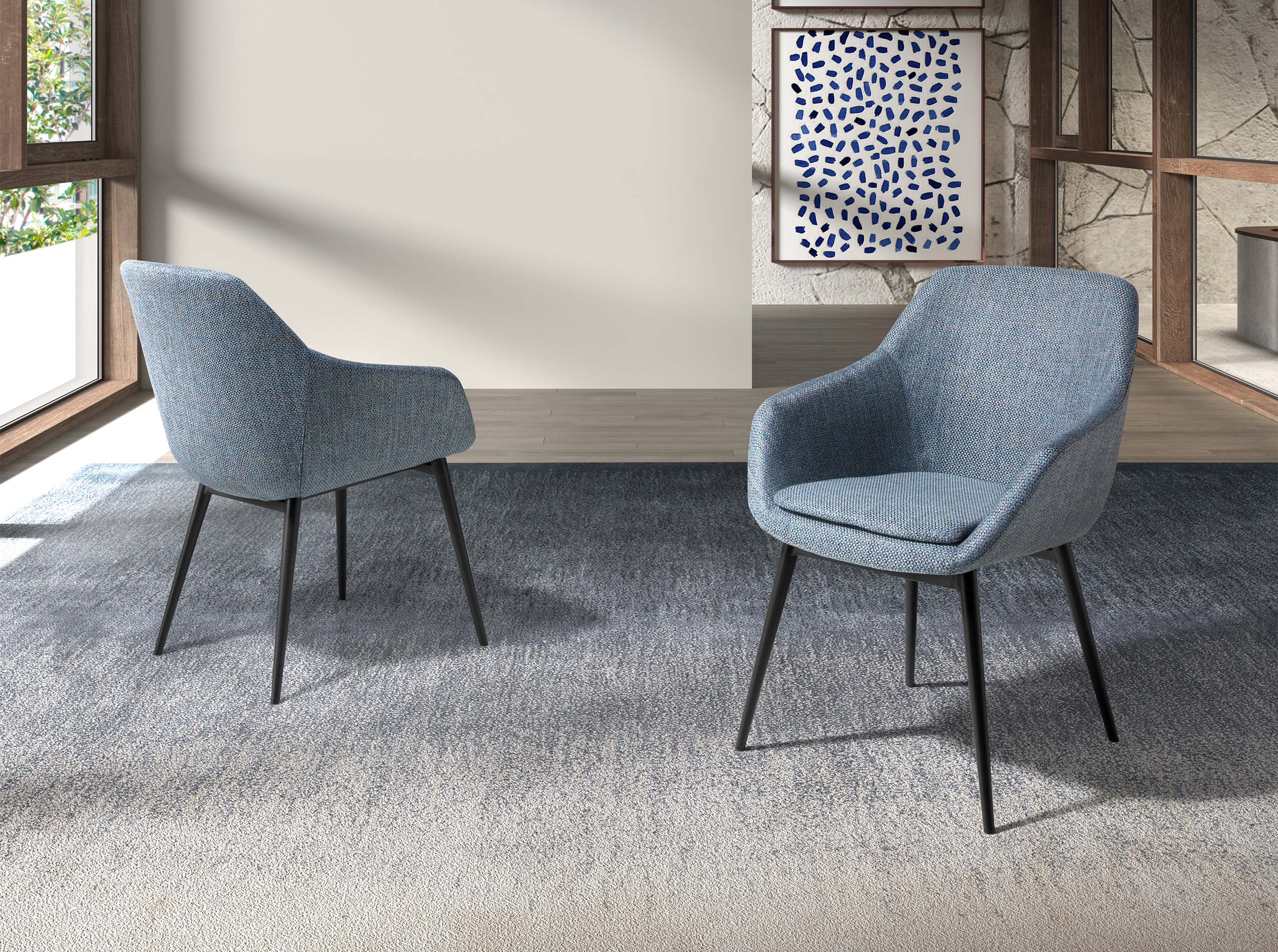 Silla tela azul grisáceo jaspeado Silla tela azul grisáceo jaspeado