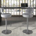 Вращающийся табурет из ткани светло-серого цвета