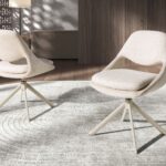 Silla giratoria tela blanco roto y crema