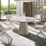 Silla giratoria tela blanco roto y crema