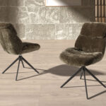 Silla giratoria terciopelo verde oliva