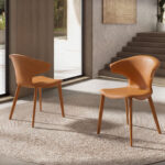 Chaise en cuir régénéré orange