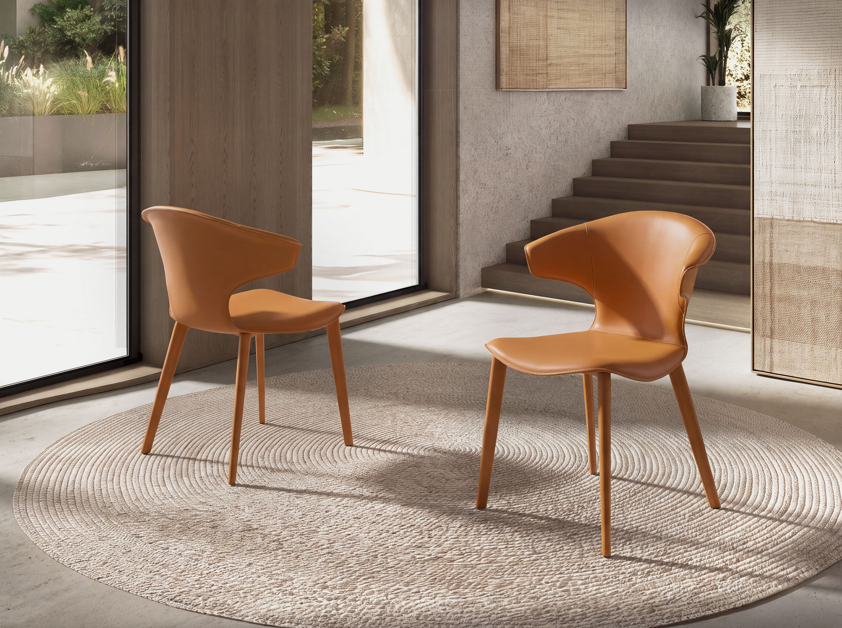 Chaise en cuir régénéré orange Chaise en cuir régénéré orange