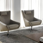 Poltrona girevole con cuscino rivestito in similpelle