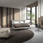 Grauer Leder-Drehsessel