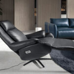 Sillón relax giratorio piel negro