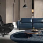 Fauteuil pivotant en cuir noir