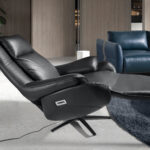 Fauteuil pivotant en cuir noir