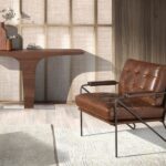 Poltrona in pelle marrone cognac