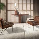 Poltrona in pelle marrone cognac