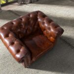 Cognac brown leather Chester armchair