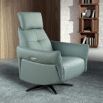 Sillón relax giratorio piel verde turquesa