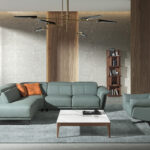 Sillón relax giratorio piel verde turquesa
