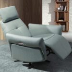 Sillón relax giratorio piel verde turquesa