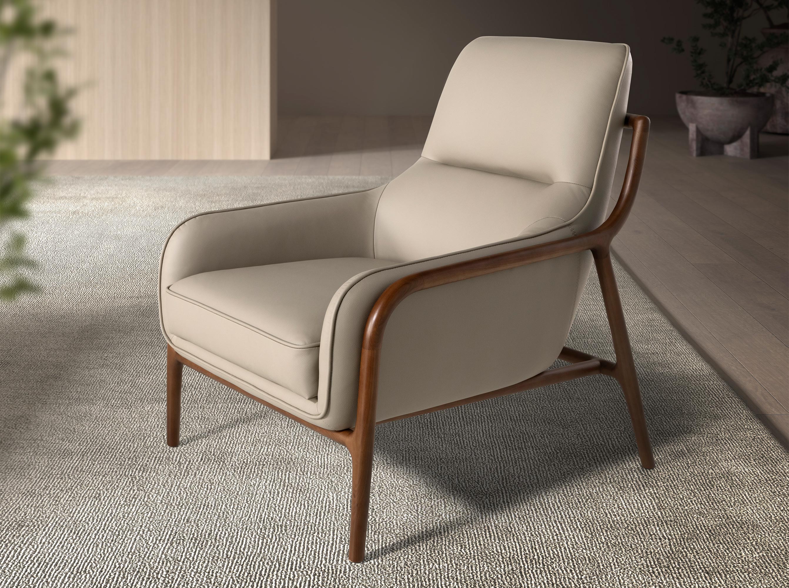 Fauteuil en cuir vison Fauteuil en cuir vison