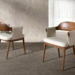 Walnut and cream leatherette chair