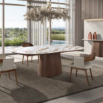 Walnut and cream leatherette chair