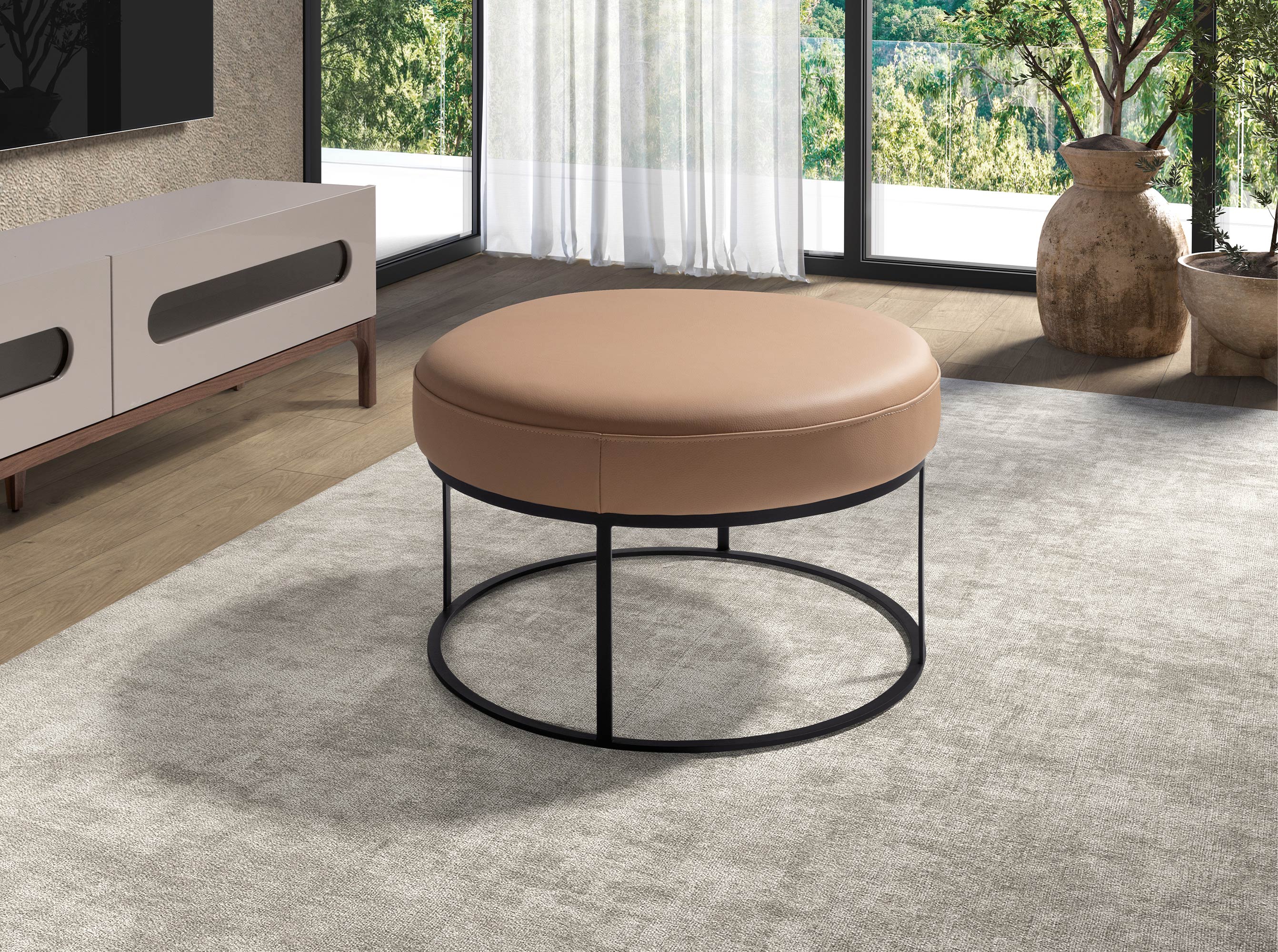 Banqueta piel marrón Banqueta piel marrón