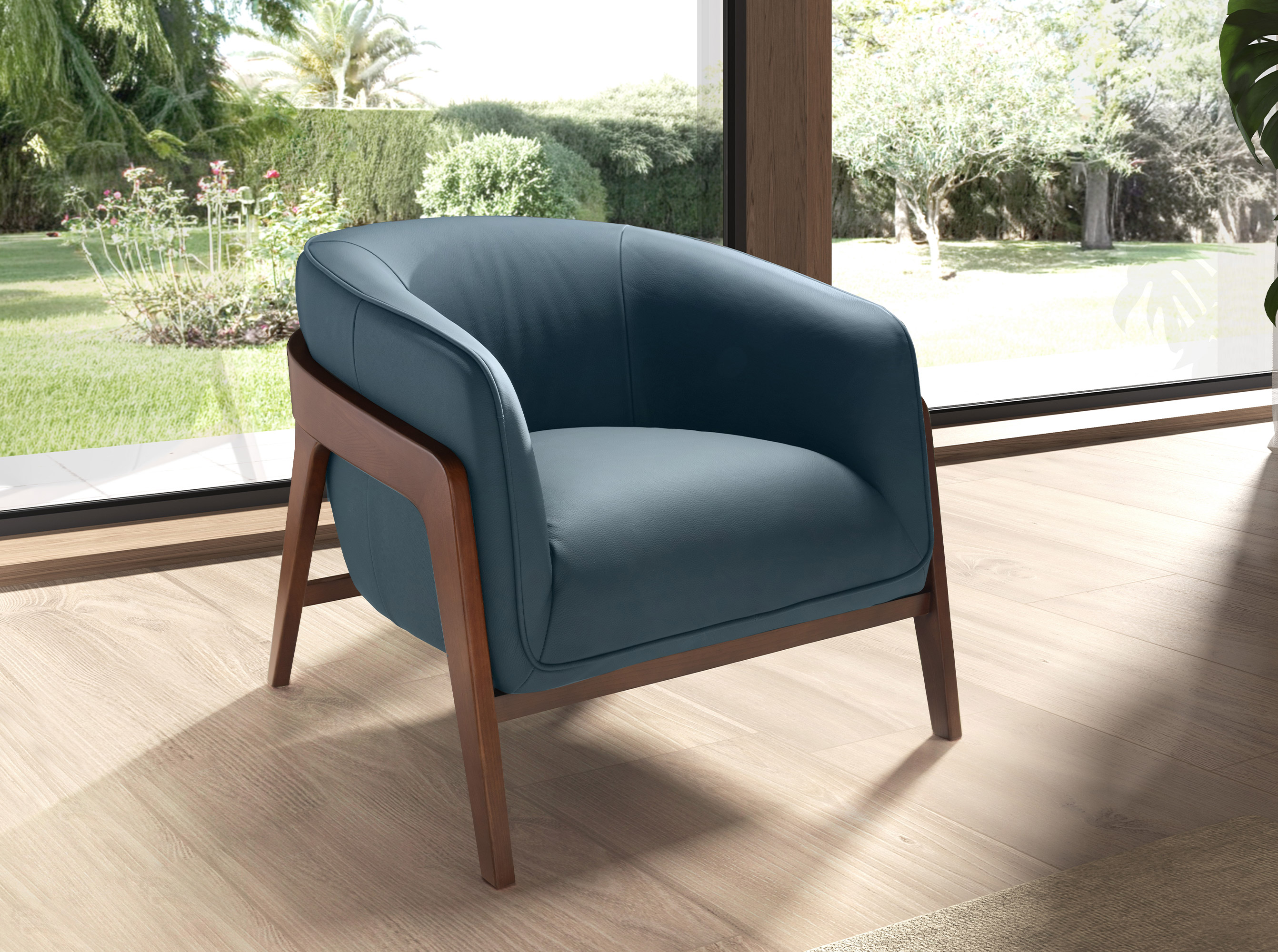 Fauteuil en cuir bleu pétrole Fauteuil en cuir bleu pétrole