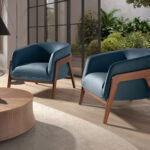 Fauteuil en cuir bleu pétrole