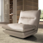 Fauteuil pivotant en cuir gris taupe