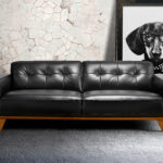 3-Sitzer-Sofa mit getuftetem Leder bezogen
