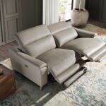 Canapé relax 3 places en cuir gris taupe