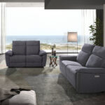2 seater sofa in grey fabric