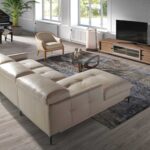 Left chaise longue sofa sand leather