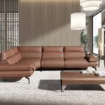 Brown leather modular relax corner sofa