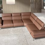 Brown leather modular relax corner sofa