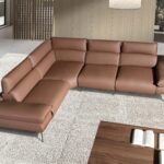 Brown leather modular relax corner sofa