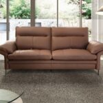 Brown leather 3-seater sofa