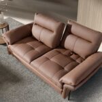 Brown leather 3-seater sofa