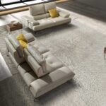 Grey taupe leather 3-seater sofa