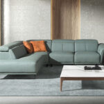 Sofá chaise longue relax izquierda piel verde turquesa