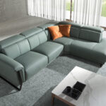 Sofá chaise longue relax derecha piel verde turquesa